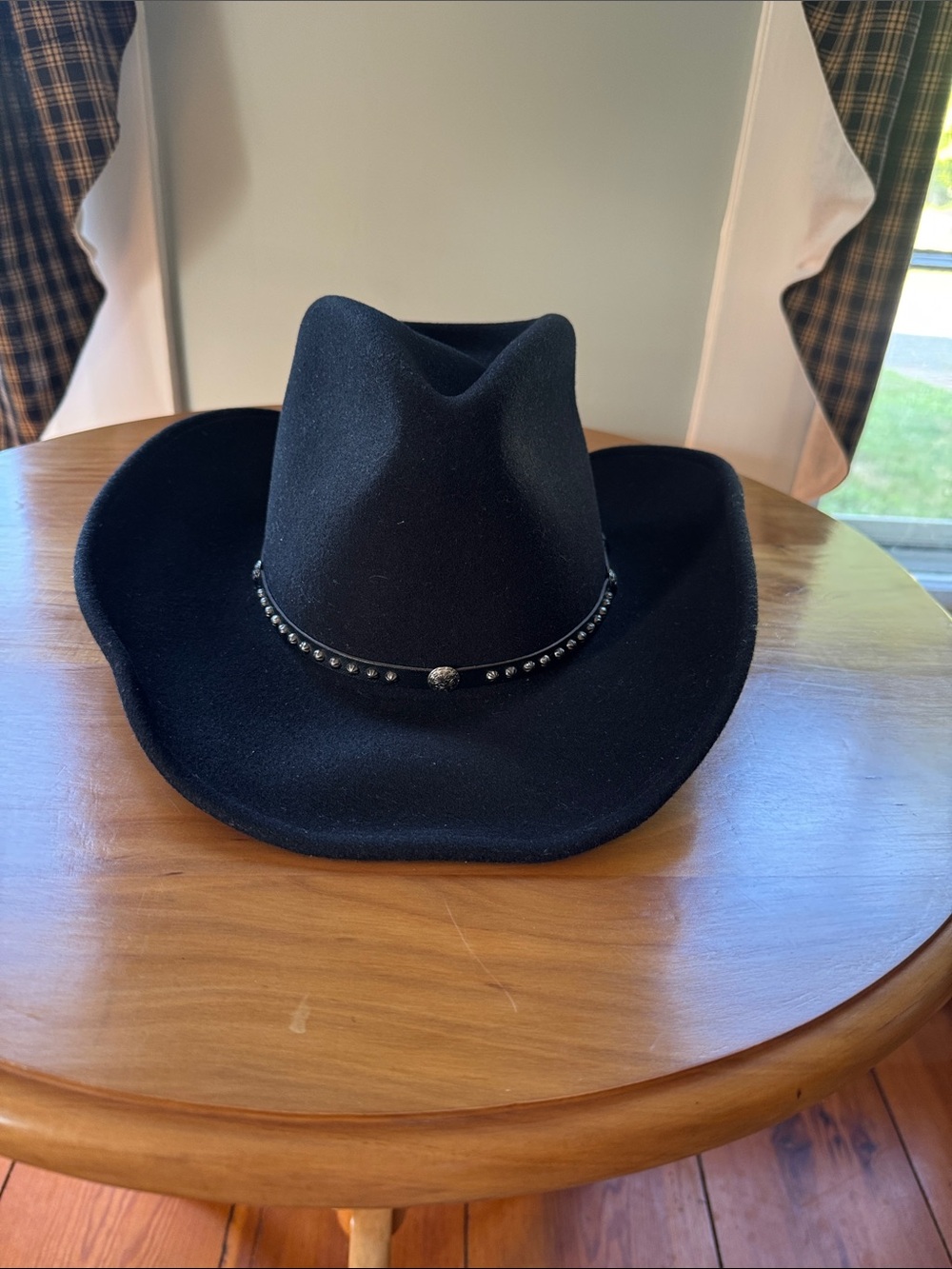 Men's Black Felt Western Cowboy Hat with Studded Band